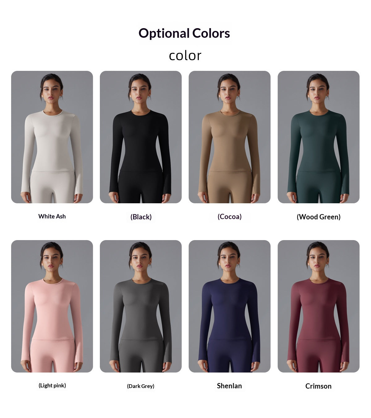 Long-sleeved, double-sided brushed, long yoga wear, breathable and suitable for sports.