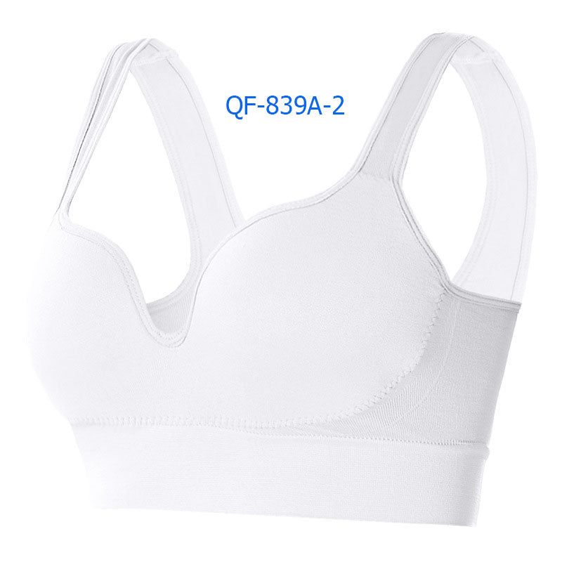 Women Plus Size Fixed Cup Wireless Racerback Sports Bra Shockproof Push Up Tank Bra for Yoga Running Fitness