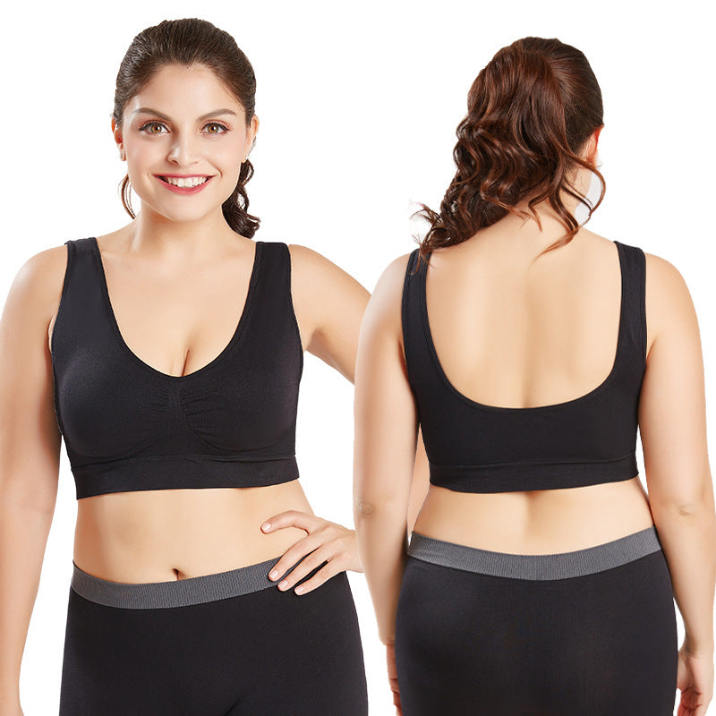 Plus Size Wireless Single Layer Breathable Sports Bra Comfort Soft Fitness Underwear for Women Daily Workout