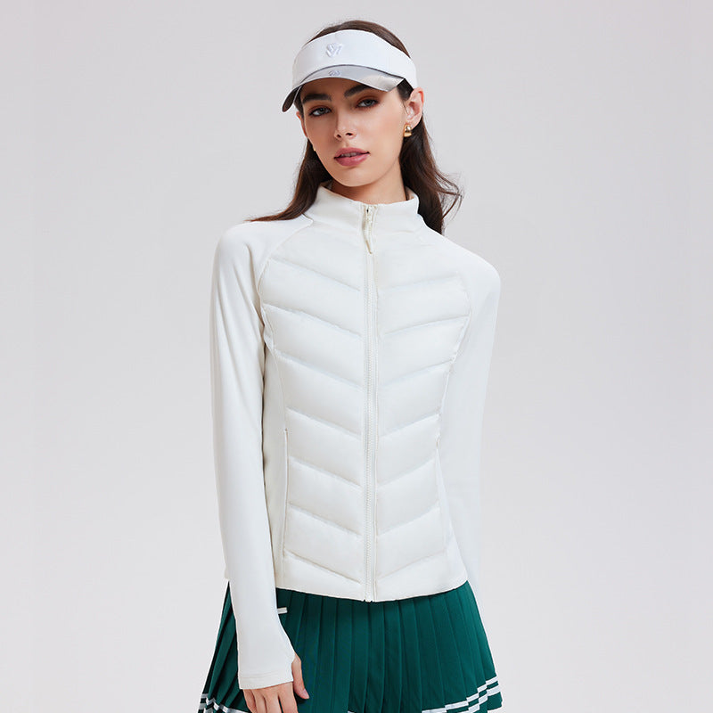 Three-proof lightweight white duck down jacket, warm sportswear