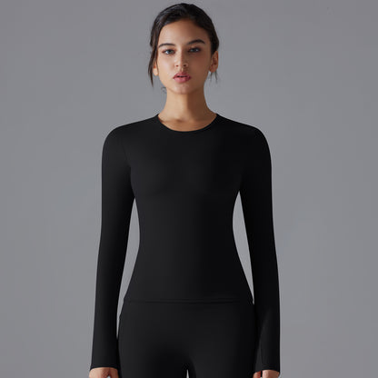 Long-sleeved, double-sided brushed, long yoga wear, breathable and suitable for sports.