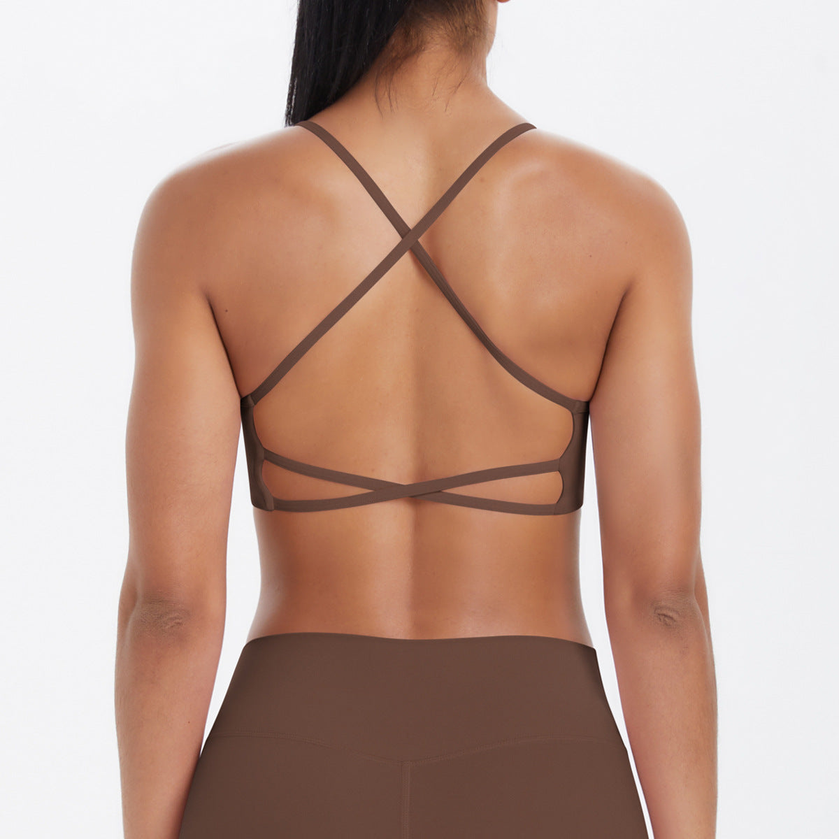 Thin-strap cross-back breathable fitness bra