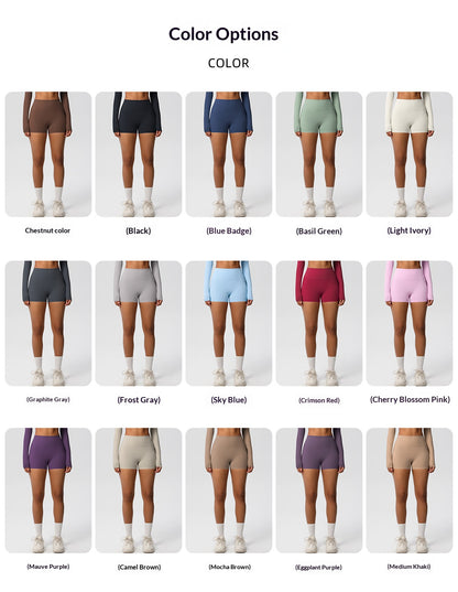 Frizzy high-waisted tight-fitting yoga shorts for running and fitness.