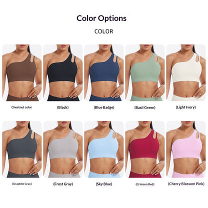 Brushed one-shoulder backless sports bra yoga vest