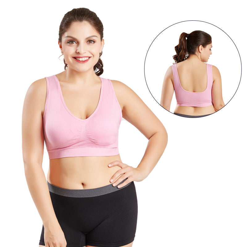 Plus Size Double-Layer Seamless Sports Bra Wireless No Trace Yoga Shapewear Bra for Women