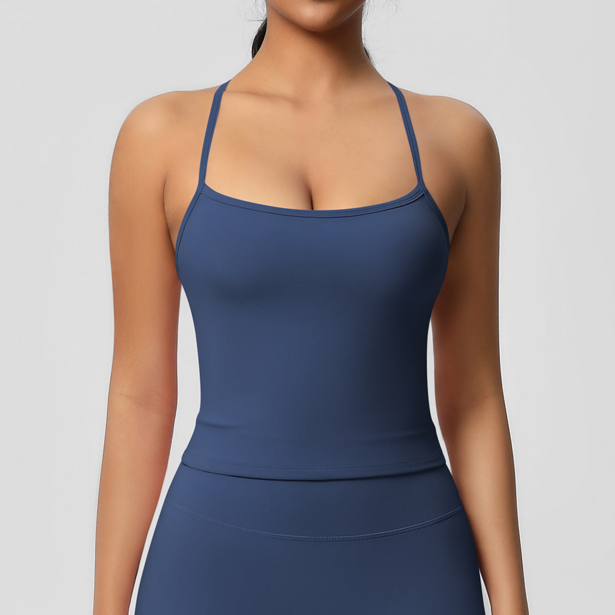 Double-sided brushed long-sleeved tight-fitting Pilates running sports top with chest pads