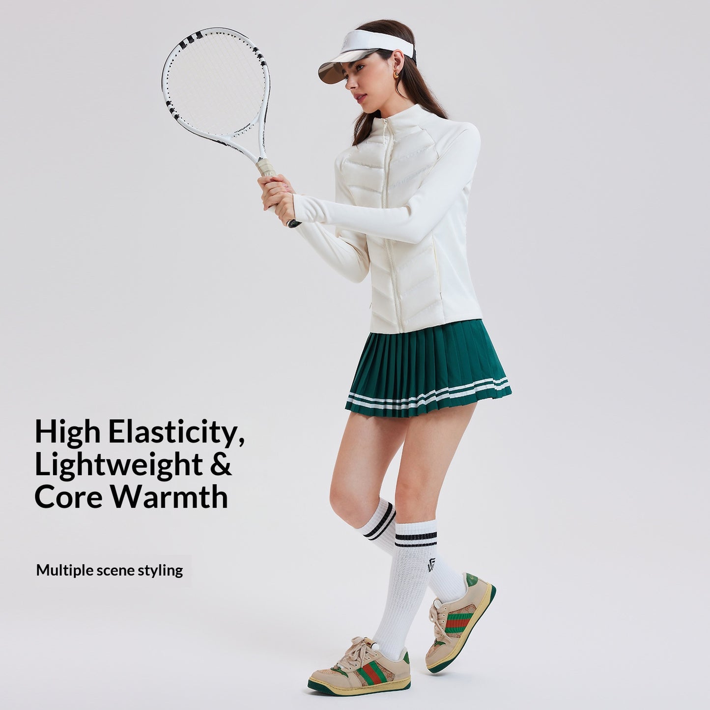 Three-proof lightweight white duck down jacket, warm sportswear