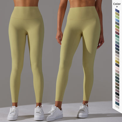 Double-sided brushed breathable yoga cropped pants, high-waisted, hip-lifting, peach-shaped tight-fitting sports fitness pants