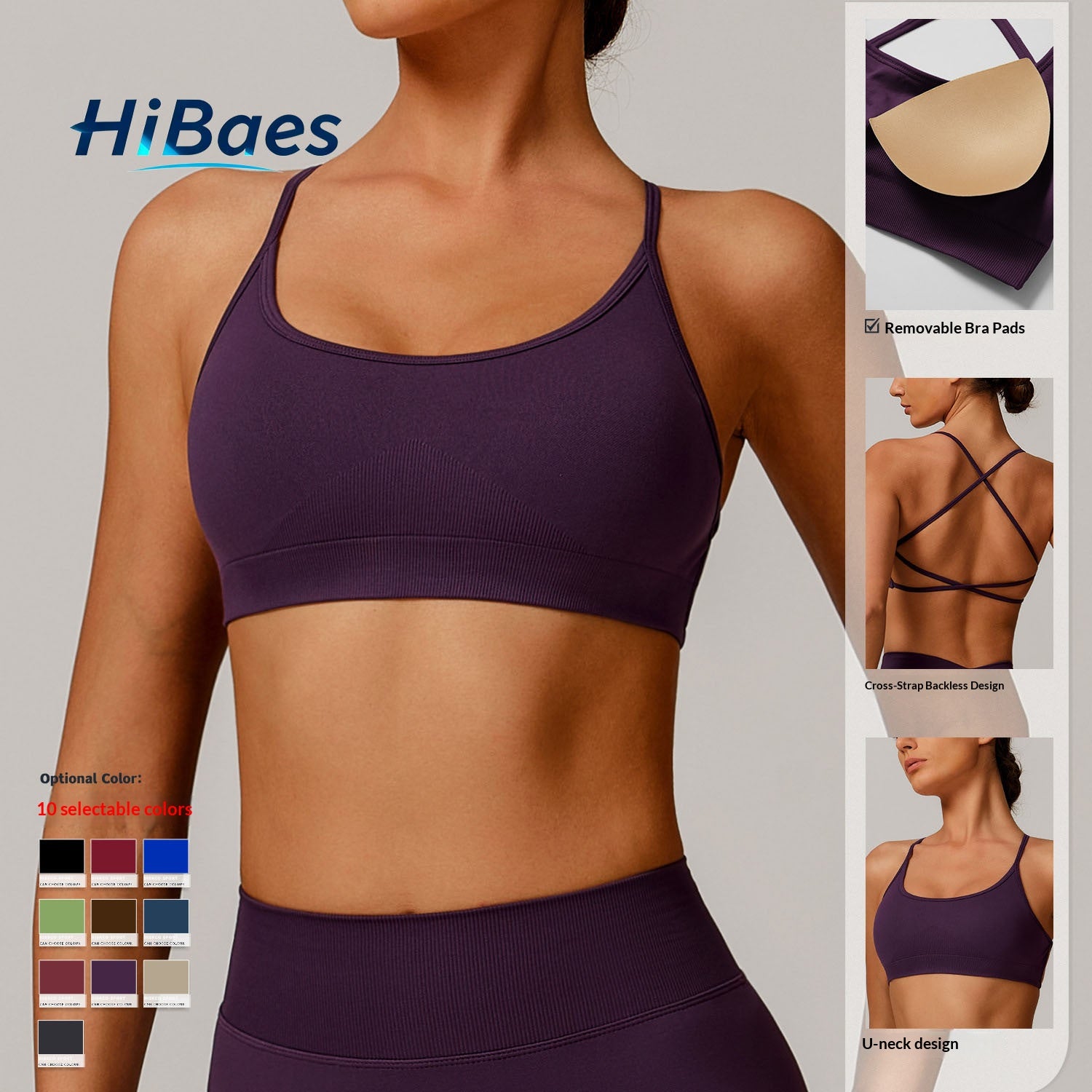 Seamless Crisscross Back Sports Bra, Quick Dry Breathable Active Bra for Yoga Fitness Running