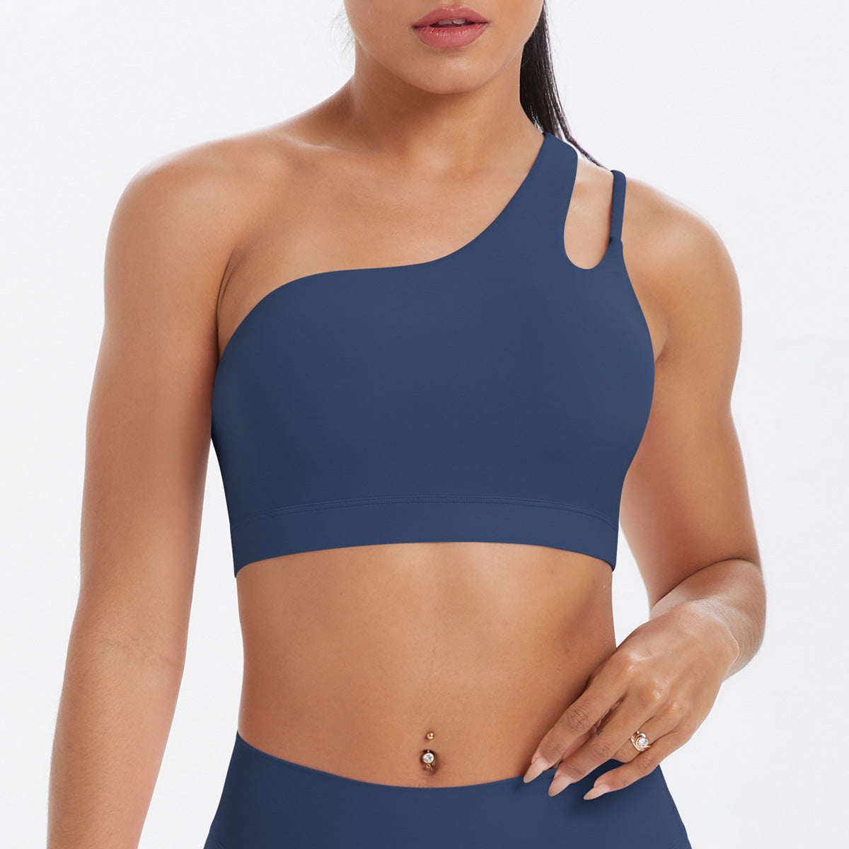 Brushed one-shoulder backless sports bra yoga vest