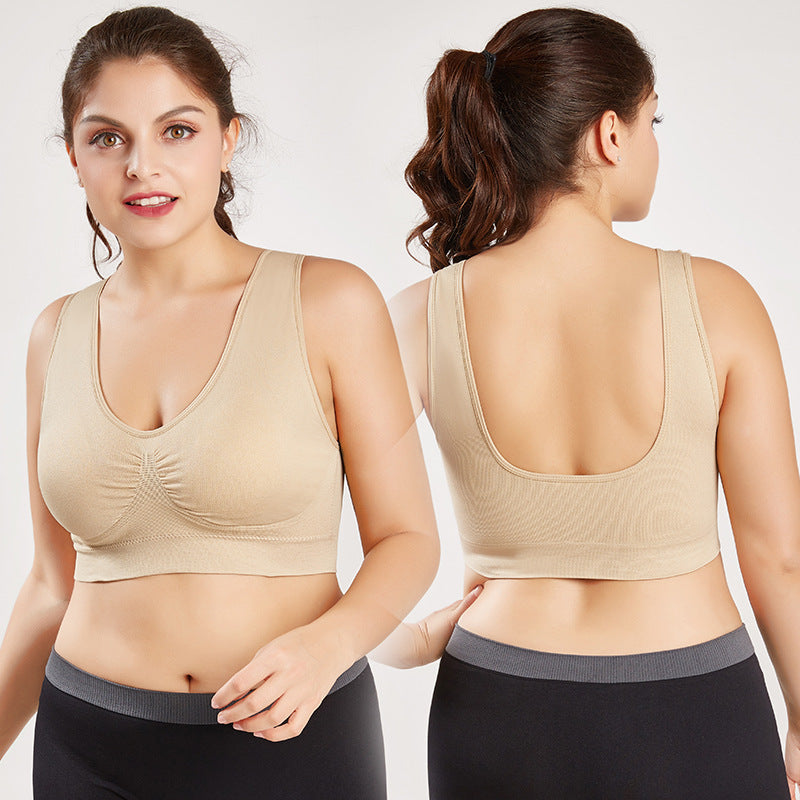 Plus Size Wireless Single Layer Breathable Sports Bra Comfort Soft Fitness Underwear for Women Daily Workout