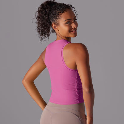 Solid color tight-fitting crew neck sports vest