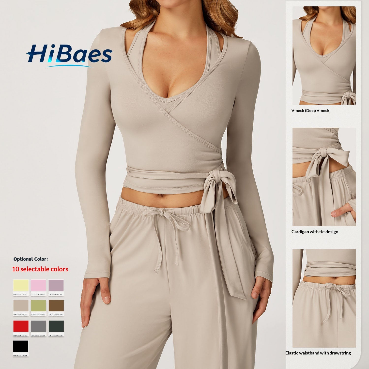 Brushed Soft Yoga Long Sleeve, One-Piece Tie Back Sportswear, High-End Activewear for Outdoor Fitness