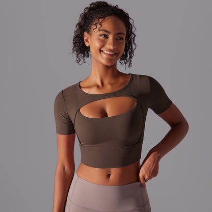 Sexy double-layered short-sleeved camisole bra with patchwork mesh