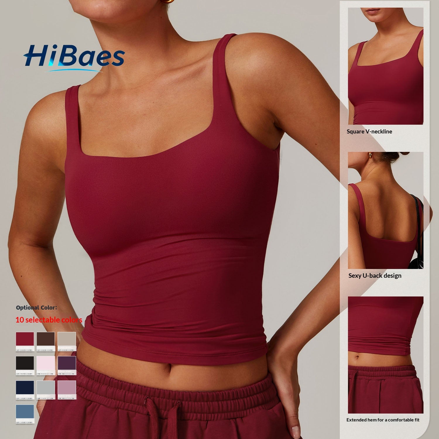 Quick Dry U Back Sports Bra, Slim Fit Athletic Cami Top for Yoga Fitness Daily Wear