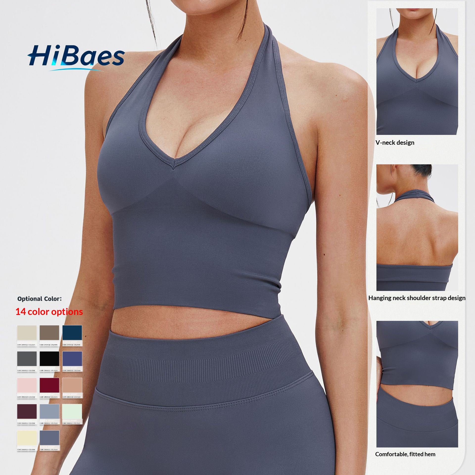 Summer Breathable Halter Neck Yoga Bra, Seamless Back Support Sports Top for Running Fitness