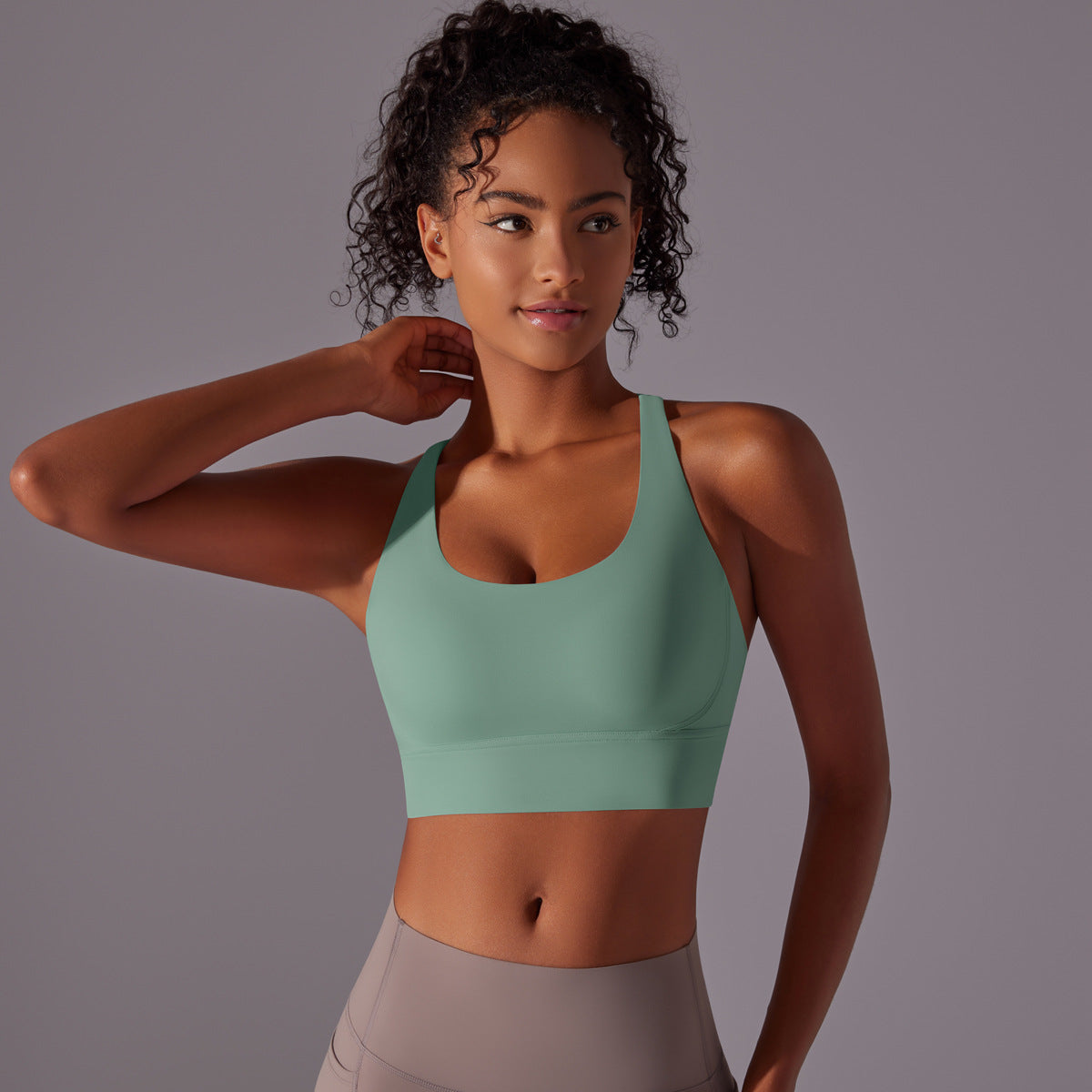 Double-sided brushed shockproof and push-up sports bra