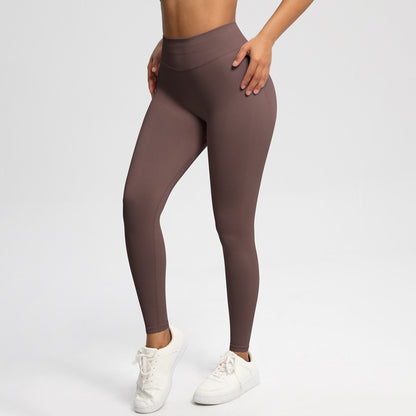 Seamless solid color high-waisted yoga clothes with hip lift