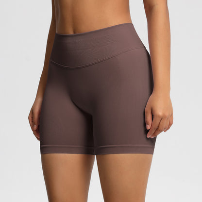 Seamless three-section waist fitness and quick-drying yoga shorts