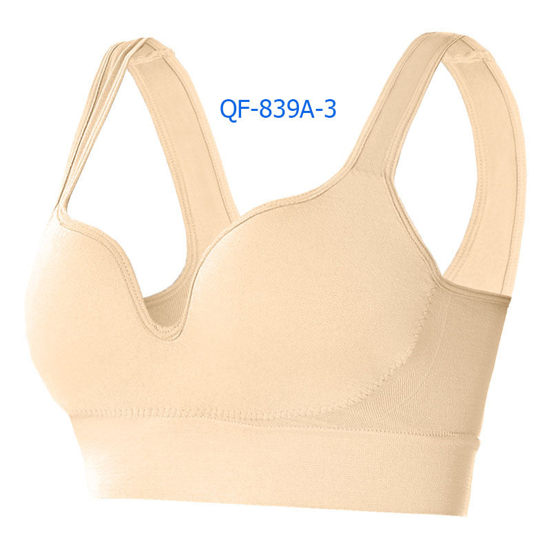 Women Plus Size Fixed Cup Wireless Racerback Sports Bra Shockproof Push Up Tank Bra for Yoga Running Fitness