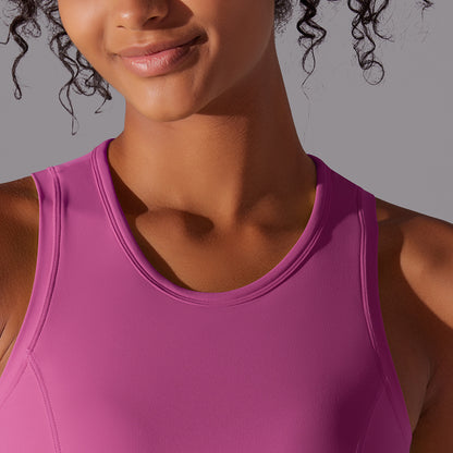 Solid color tight-fitting crew neck sports vest