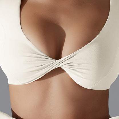 V-neck sporty short-sleeved top for women's fitness wear