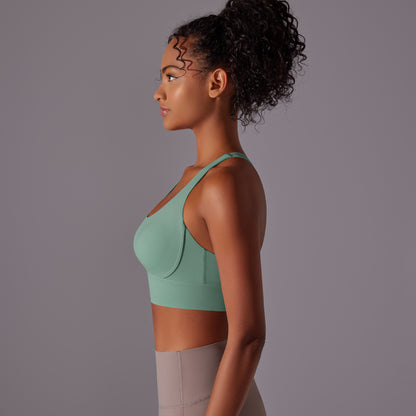 Double-sided brushed shockproof and push-up sports bra
