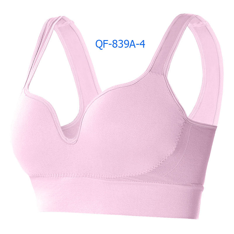 Women Plus Size Fixed Cup Wireless Racerback Sports Bra Shockproof Push Up Tank Bra for Yoga Running Fitness