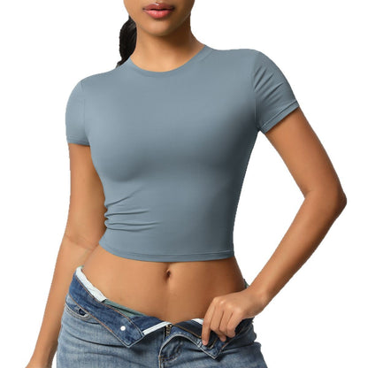 Double-sided nylon casual tight-fitting quick-drying sports T-shirt