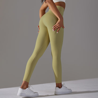 Double-sided brushed breathable yoga cropped pants, high-waisted, hip-lifting, peach-shaped tight-fitting sports fitness pants
