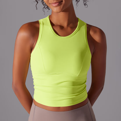 Solid color tight-fitting crew neck sports vest
