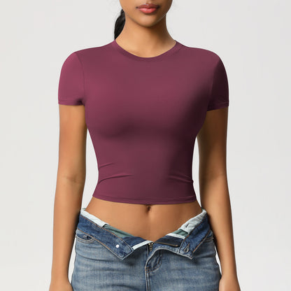 Double-sided nylon casual tight-fitting quick-drying sports T-shirt