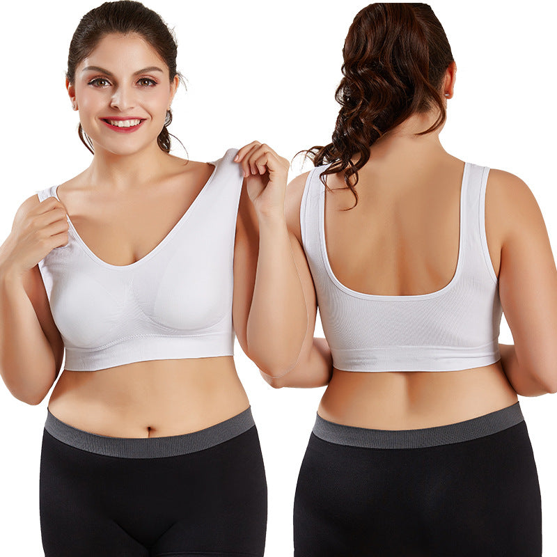 Plus Size Wireless Single Layer Breathable Sports Bra Comfort Soft Fitness Underwear for Women Daily Workout