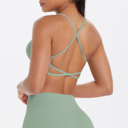 Thin-strap cross-back breathable fitness bra