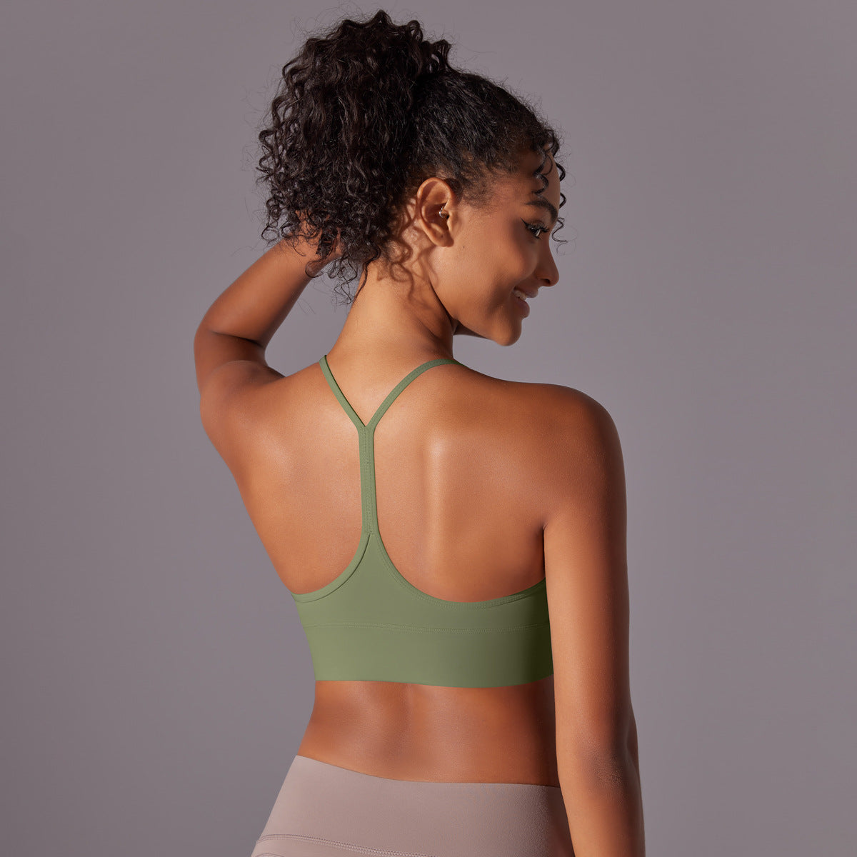 Double-sided brushed skin-friendly backless yoga bra, sports bra, running bra for women