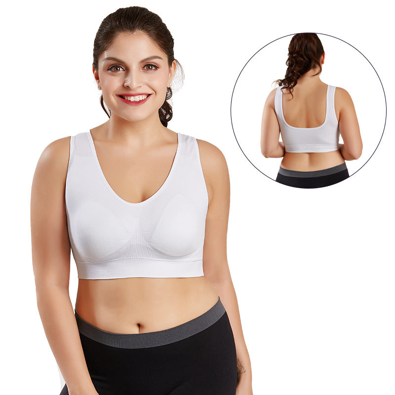 Plus Size Double-Layer Seamless Sports Bra Wireless No Trace Yoga Shapewear Bra for Women