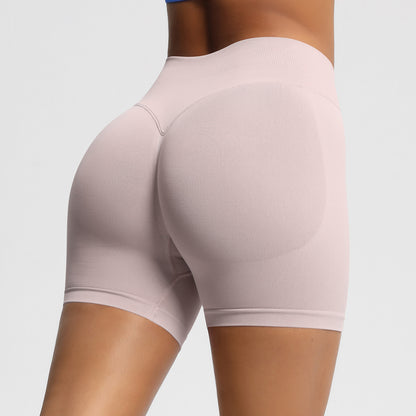 Seamless three-section waist fitness and quick-drying yoga shorts