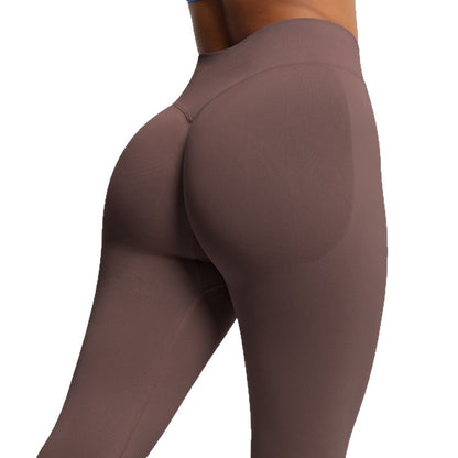Seamless solid color high-waisted yoga clothes with hip lift