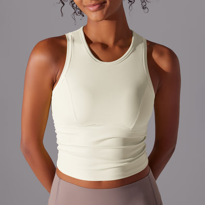 Solid color tight-fitting crew neck sports vest
