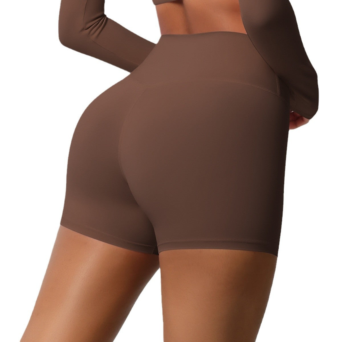 Frizzy high-waisted tight-fitting yoga shorts for running and fitness.