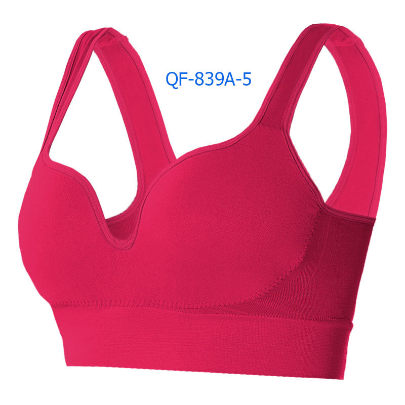 Women Plus Size Fixed Cup Wireless Racerback Sports Bra Shockproof Push Up Tank Bra for Yoga Running Fitness