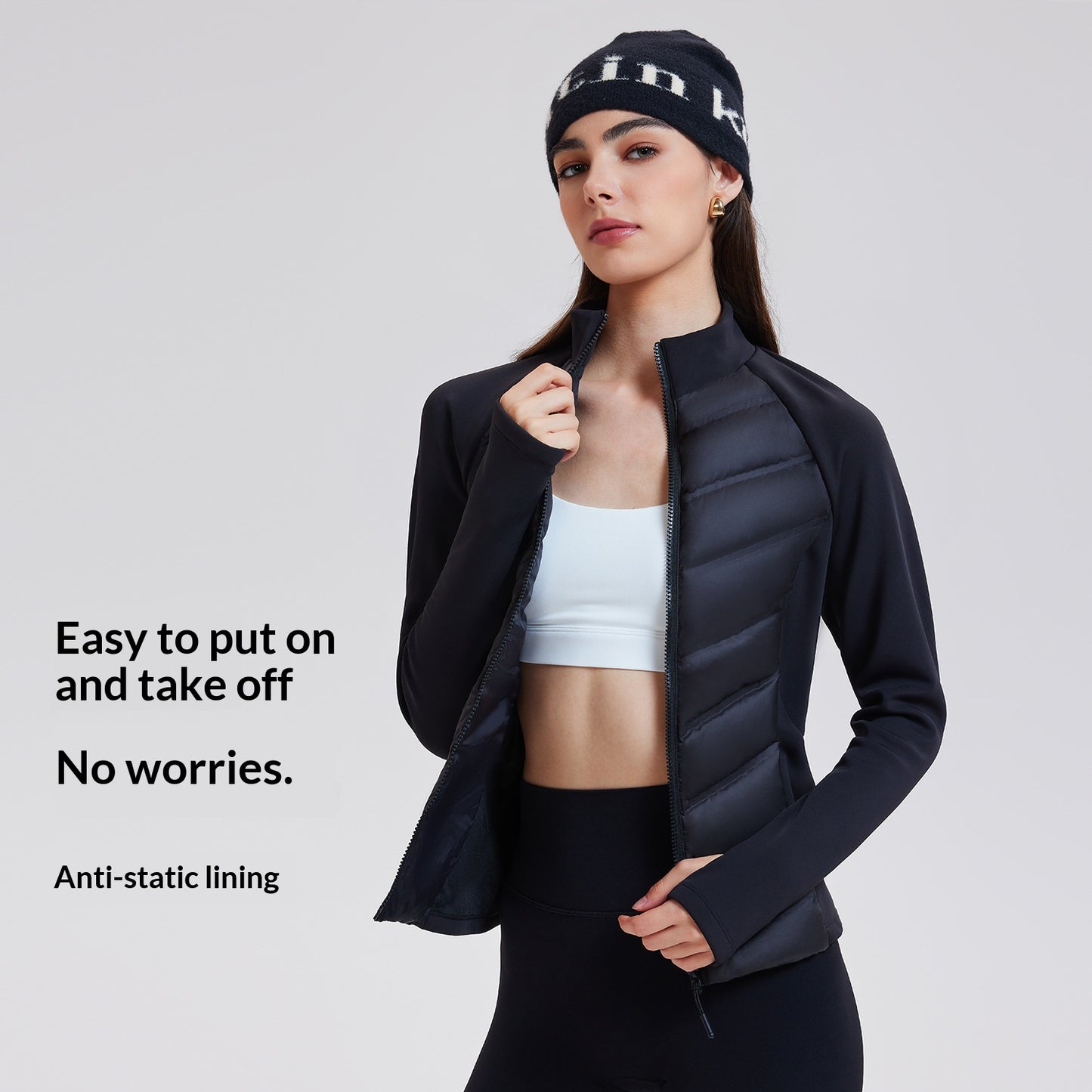 Three-proof lightweight white duck down jacket, warm sportswear