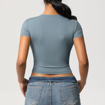 Double-sided nylon casual tight-fitting quick-drying sports T-shirt