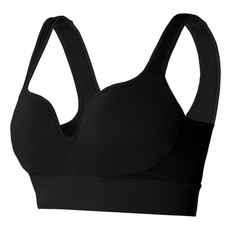 Women Plus Size Fixed Cup Wireless Racerback Sports Bra Shockproof Push Up Tank Bra for Yoga Running Fitness
