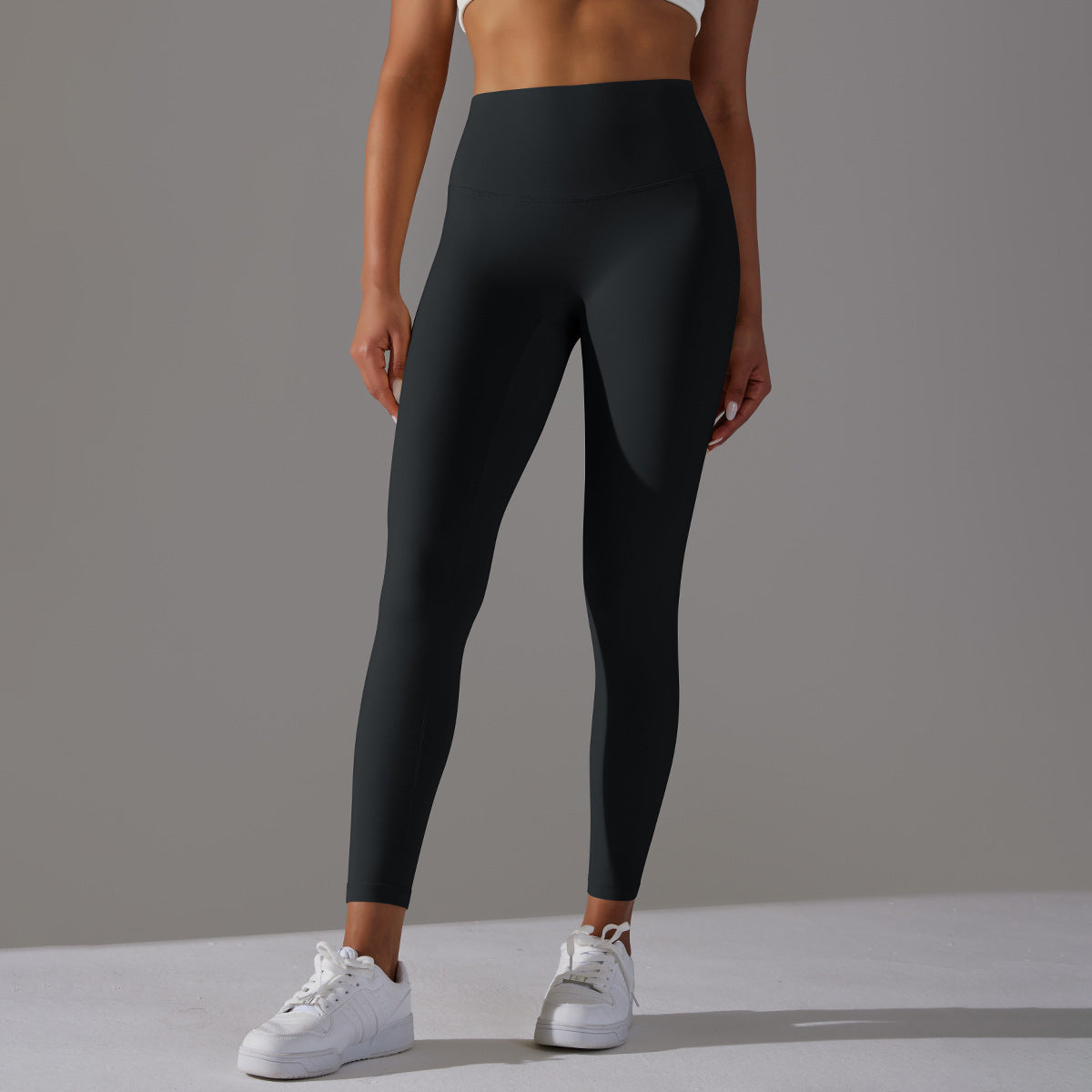 Double-sided brushed breathable yoga cropped pants, high-waisted, hip-lifting, peach-shaped tight-fitting sports fitness pants