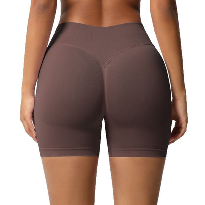 Seamless three-section waist fitness and quick-drying yoga shorts