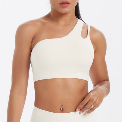 Brushed one-shoulder backless sports bra yoga vest