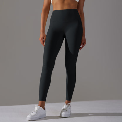 Double-sided brushed breathable yoga cropped pants, high-waisted, hip-lifting, peach-shaped tight-fitting sports fitness pants