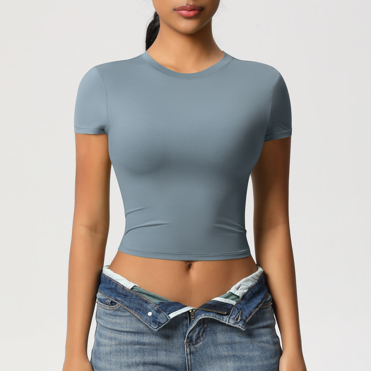 Double-sided nylon casual tight-fitting quick-drying sports T-shirt