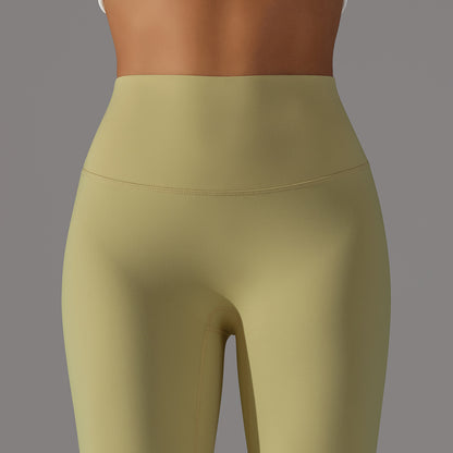 Double-sided brushed breathable yoga cropped pants, high-waisted, hip-lifting, peach-shaped tight-fitting sports fitness pants